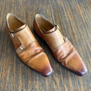 Magnanni Neiman Marcus Torba Leather Double Buckle Monk Strap Shoes Men’s 9.5